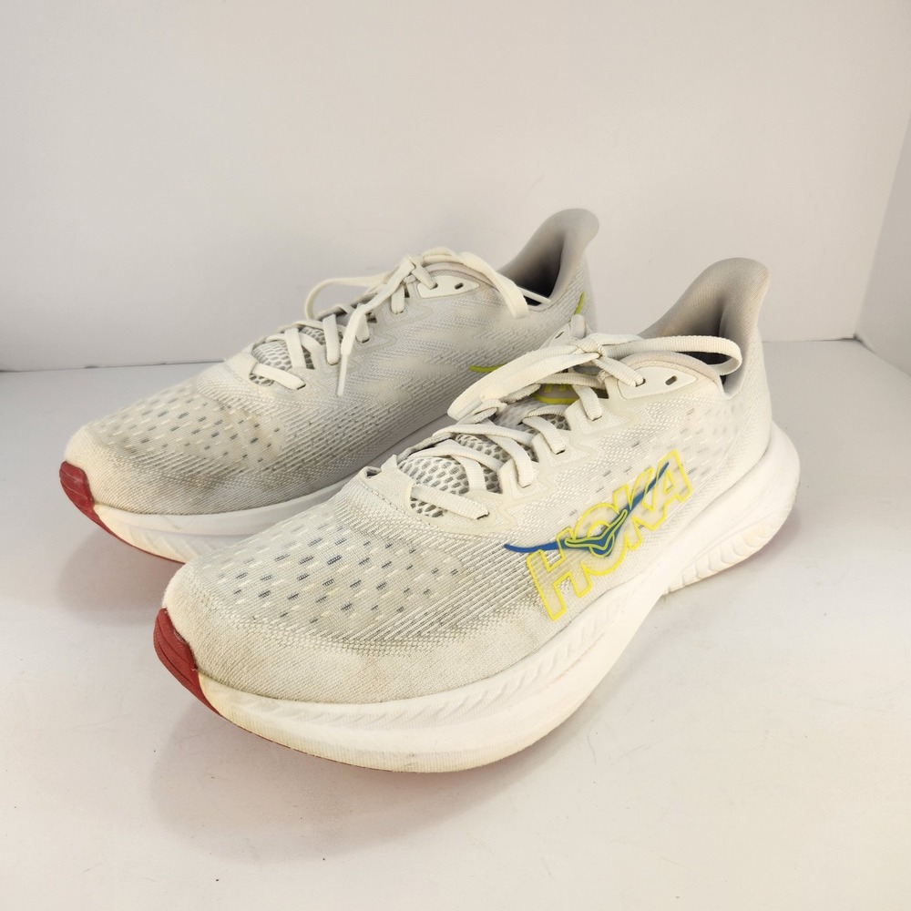 HOKA Mach 6 Men's 11.5 D White Neon Lime Running Shoes Sneakers 1147790